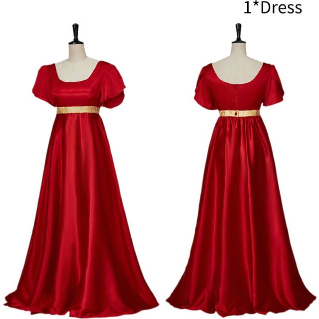 (Red, M) 19th Century Cosplay Costume Ball Gown Polyester Waist Dress Womens Vintage