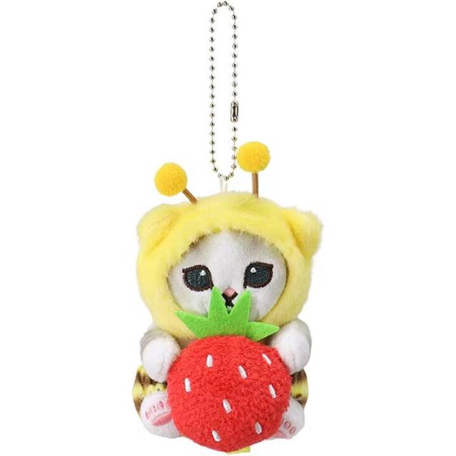 (Strawberry Bee) Soft Ultra Bee Cat Plushie Adorable Japanese Style Stuffed Animal Gift