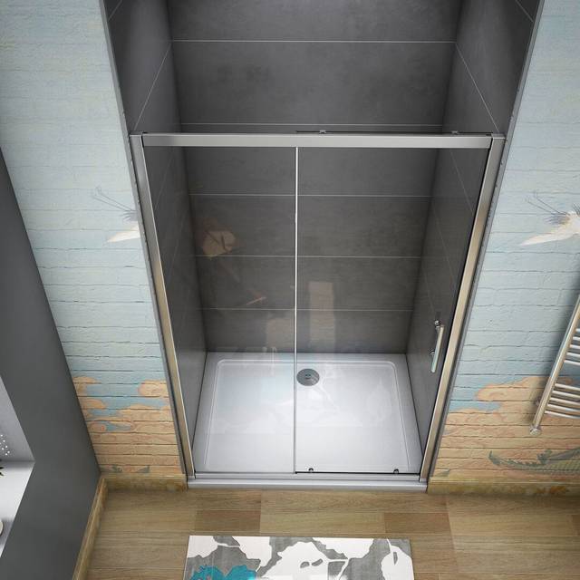 Arikan Framed Tempered Glass Single Sliding Shower Door - Chrome (185cm H x 120cm W)