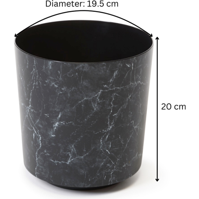 (Black Marble) Plant Pots Decor Modern Garden Flowerpot Solo