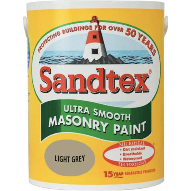 Sandtex light grey 5 litre ultra smooth exterior masonry paint 5l tub