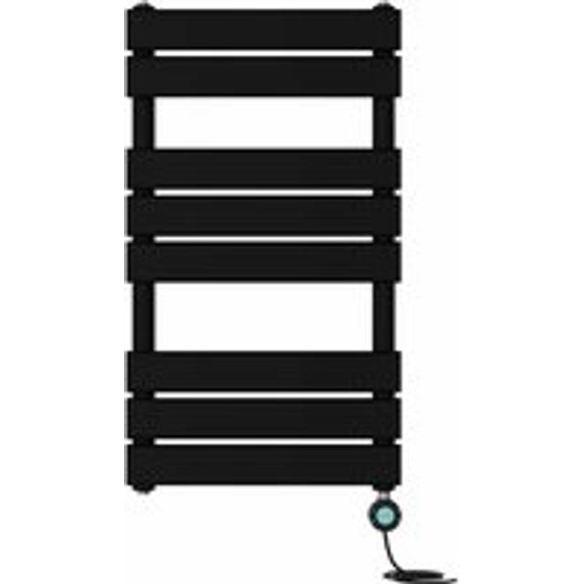 NRG - Pre-filled Electric Heated Towel Rail Radiator Flat Panel Thermostatic 800x450mm Black
