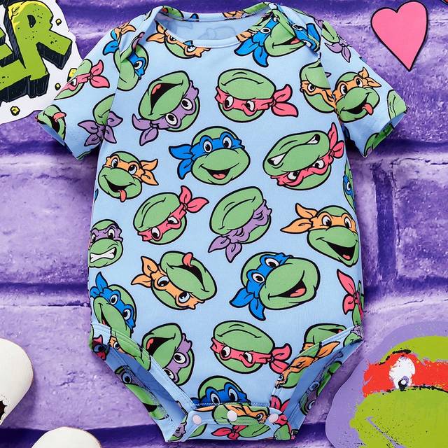 SHEIN Baby Girl Casual All-Over Printed Short Sleeve Bodysuit For Summer