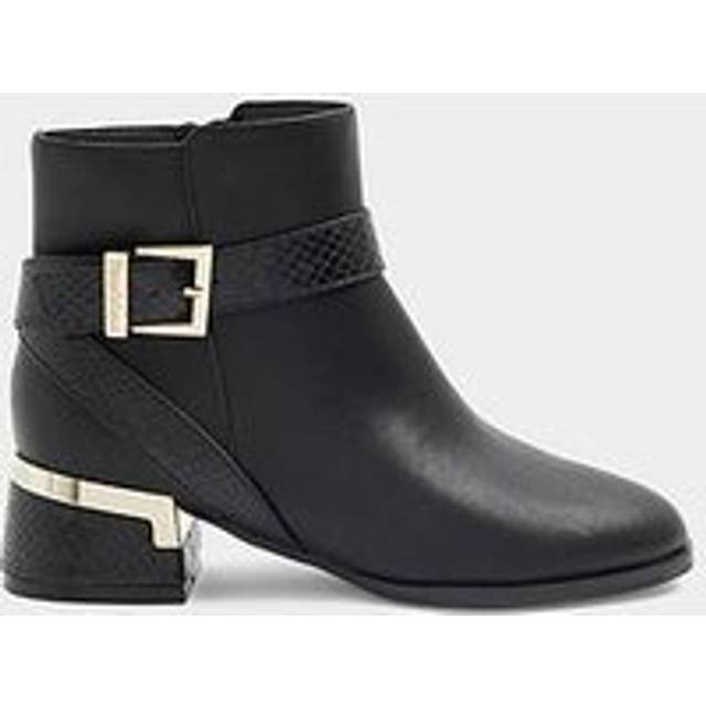 River Island Older Girl Buckle Detail Heeled Boots - Black, Black, Size 12 Younger