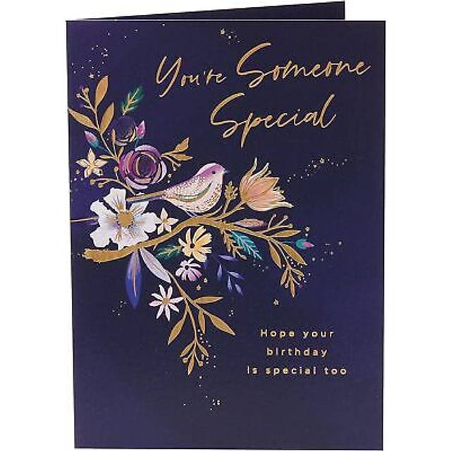 Bird & flowers design someone special birthday card