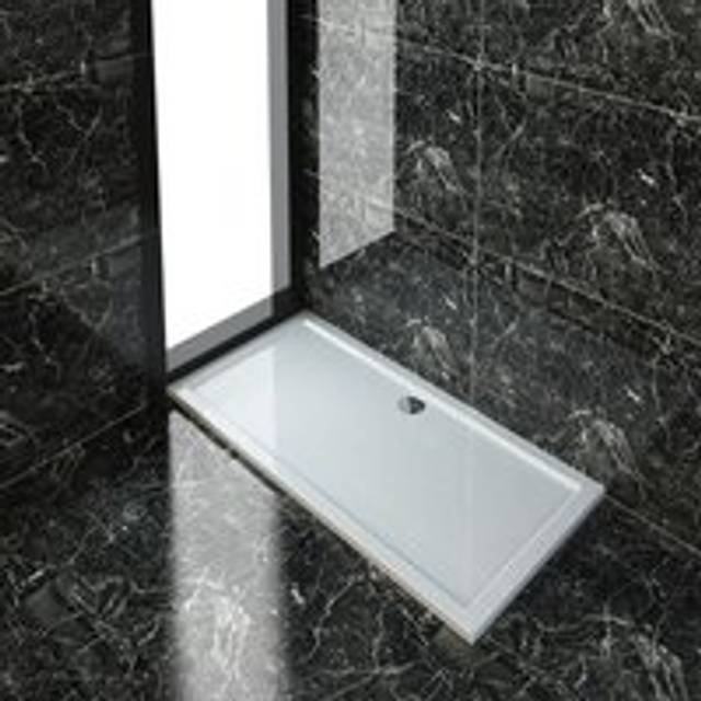 Elegant - 1600 x 800 x 40 mm Rectangular Low Profile Shower Tray White Shower Base Tray for Shower Enclosure Bathroom with Waste Trap