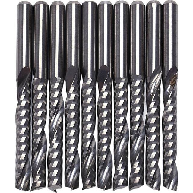 10Pcs Cnc Router Bits 3.175 X 22Mm Single Flute Spiral Carbide Cnc Router Bits Milling Cutter