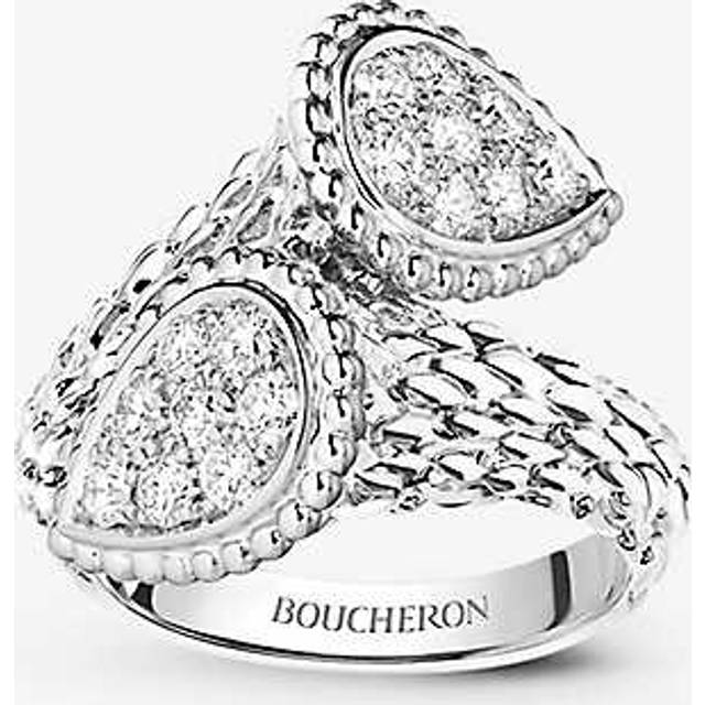 Boucheron Womens Yellow Serpent Boh&#232;me Toi Et Moi 18ct White-gold and Diamond Ring 52mm - YELLOW