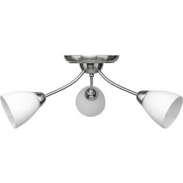 Chrome finishing white glass shade semi-flush ceiling light 3xe27