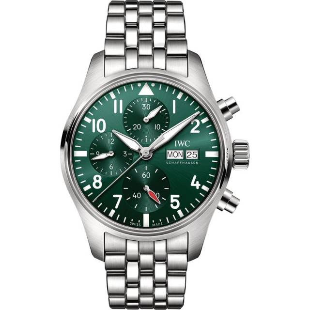 IWC Schaffhausen Stainless Steel Pilot's Chronograph Watch - Green - 41mm