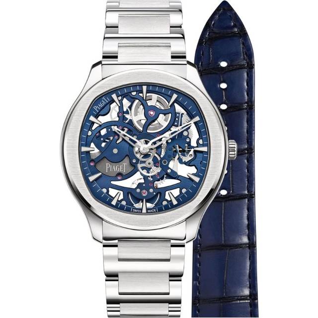 Piaget Stainless Steel Polo Skeleton Blue-Hued Watch - Silver - 42mm
