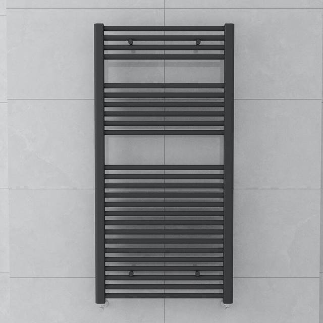 Contemporary bathroom straight heated towel rail radiator rad 1200x600mm grey