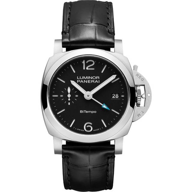 Panerai Stainless Steel Luminor Quaranta BiTempo Watch - Black - 40mm