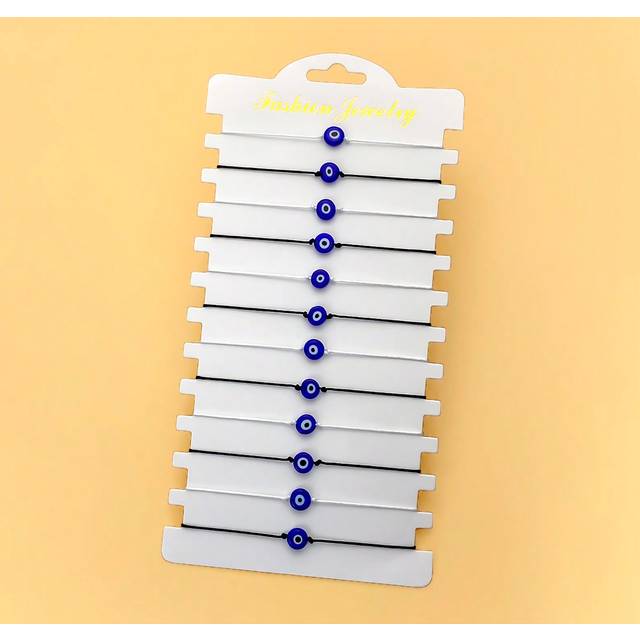 LORRILIA 12 PCS Simple Evil Eye Black And White Couple Matching Good Luck Amulet Braided Bracelet For Girls Friendship Bracelet Gift Jewelry Wholesale Family S