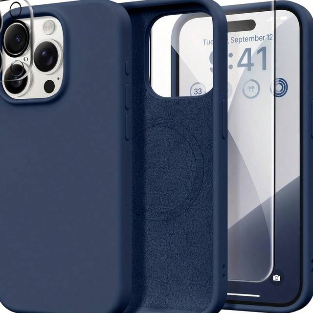 SHEIN Silicone Phone Case 1PC Luxury Wireless Charge Phone Case Compatible With Iphone 16 15 14 13 12 11 Pro Max Plus Shockproof PC Slim Cover Includes Scre