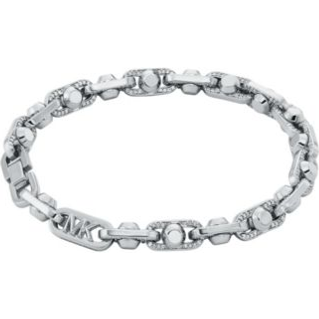 MK Astor Link Medium Precious Metal-Plated Brass Pavé Bracelet - Silver - Michael Kors - ONE SIZE