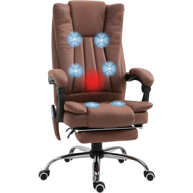 Vinsetto Massage Office Chair with Heat, Ergonomic Computer Desk Chairs, Faux Leather Desk Chair with Footrest, Armrest and Reclining Backrest, Charco