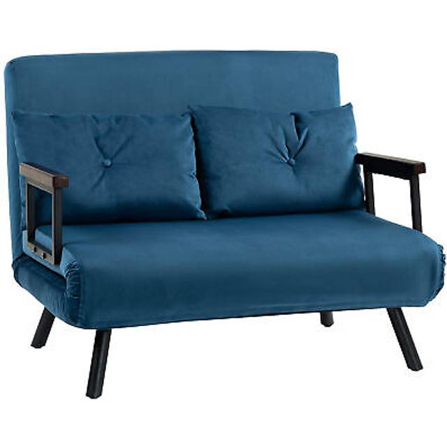 HOMCOM Click Clack 2 Seater Sofa Bed for Living Room Guest Room Blue
