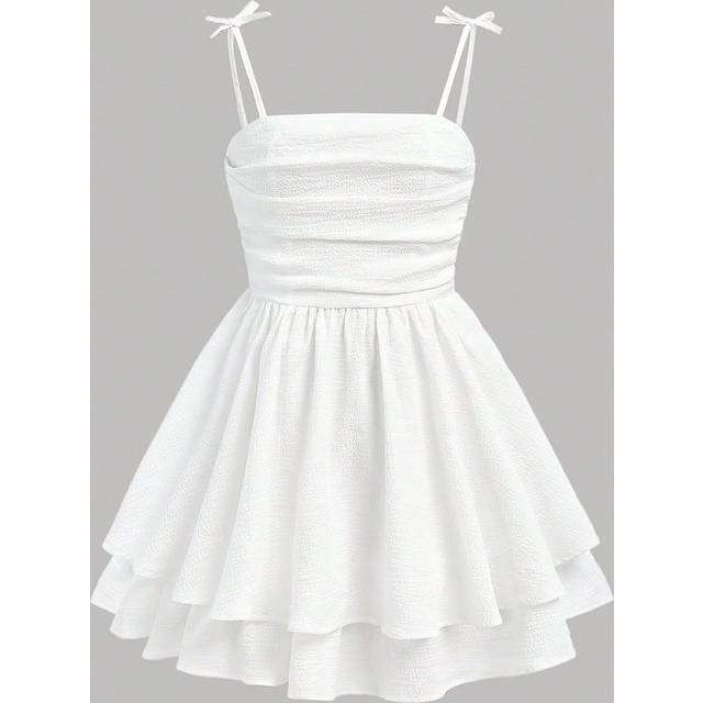 SHEIN Bubble Crinkled Double Layered Skirted Cami Dress For Teen Girls
