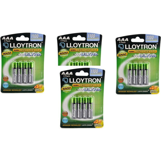 16 x lloytron aaa 1100 mah rechargeable batteries solar nimh hr03 cordless phone