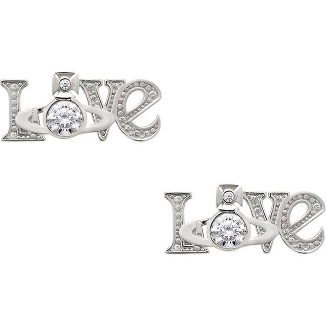 Vivienne Westwood Sterling Silver Crystal Erica Love Stud Earrings - Silver