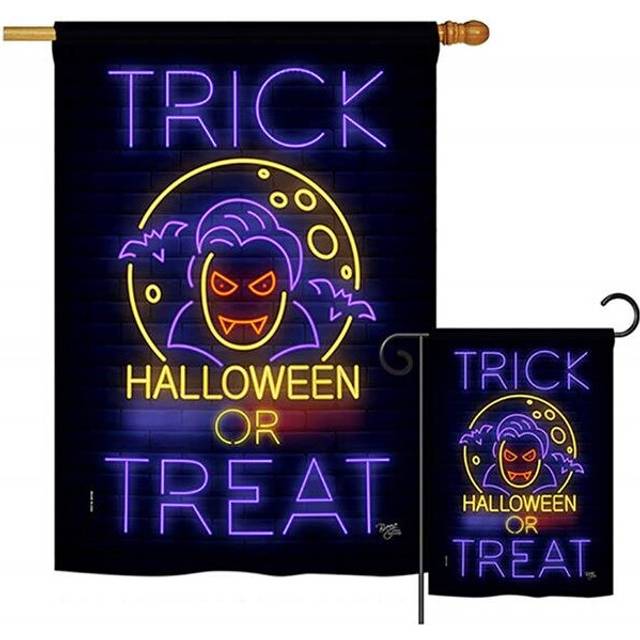 Breeze Decor BD-HO-H-112087-IP-BO-D-US18-BD H112087-BO Halloween Dracula Fall Impressions Decorative Vertical 28 x 40 in. Double Sided House Flag