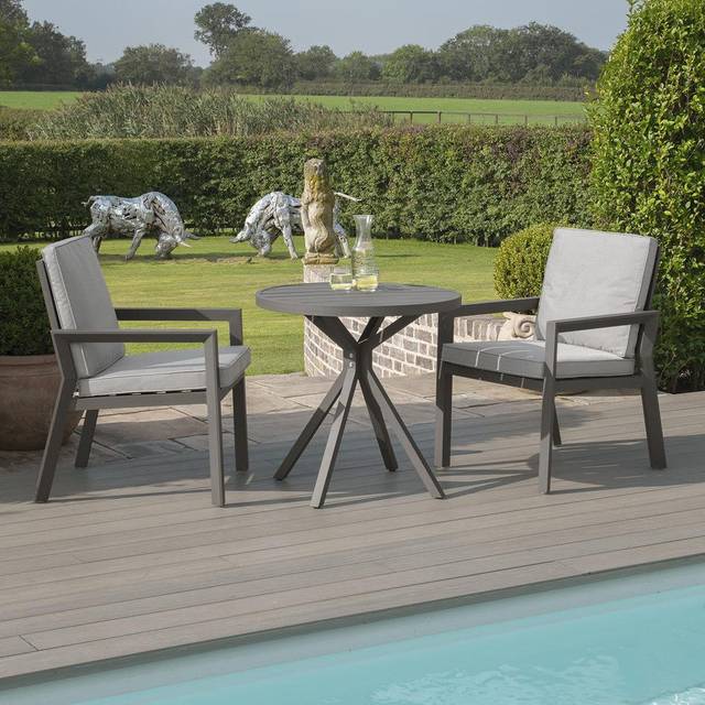 New York 3 Piece Aluminium Bistro Set - Dove Grey