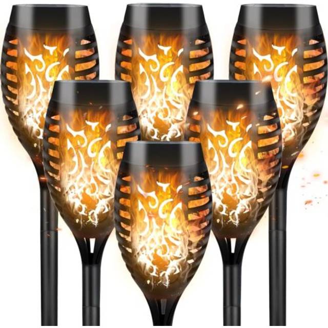 Solar Lights Outdoor Garden, 6 Pack Solar Flickering Dancing Flame Lights, Waterproof Solar Torch Lights Landscape Lighting for Garden Patio Pathways