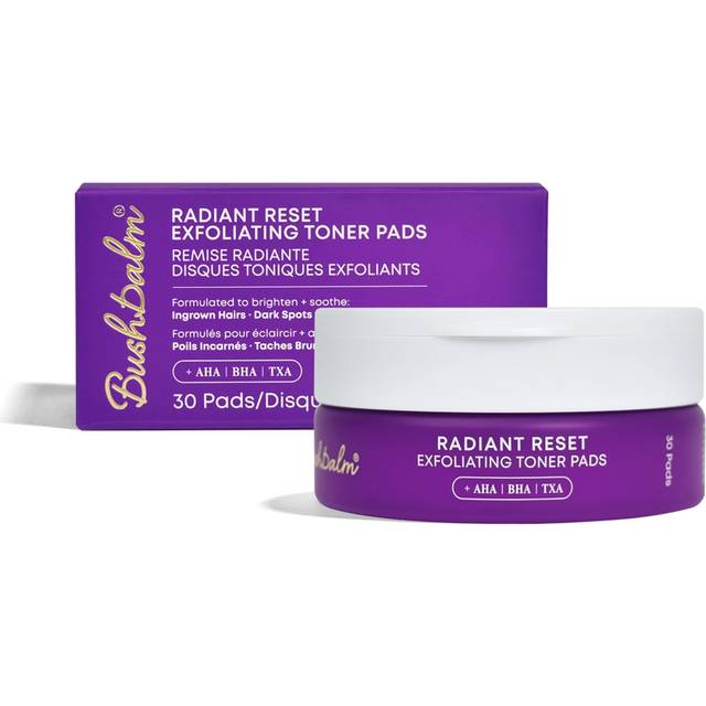 Bushbalm Exfoliating Ingrown Hair Pads - Enhanced with BHA & AHA for Underarm + Bikini Area - Daily Use to Soothe Ingrown Hairs & Razor Bumps - T