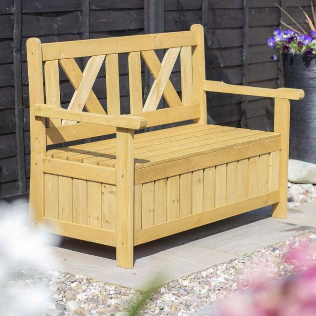 Dakota Fields Wooden Under Seat Storage Bench Natural 82cm H X 115cm W X 61cm D