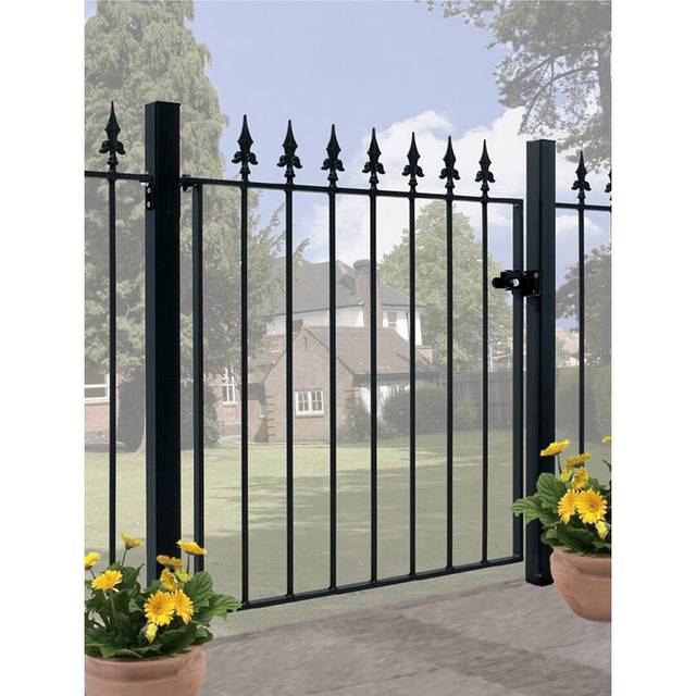Pinkley Spear Top Metal Garden Gate 95cm High - Black (91cm W X 95cm H)