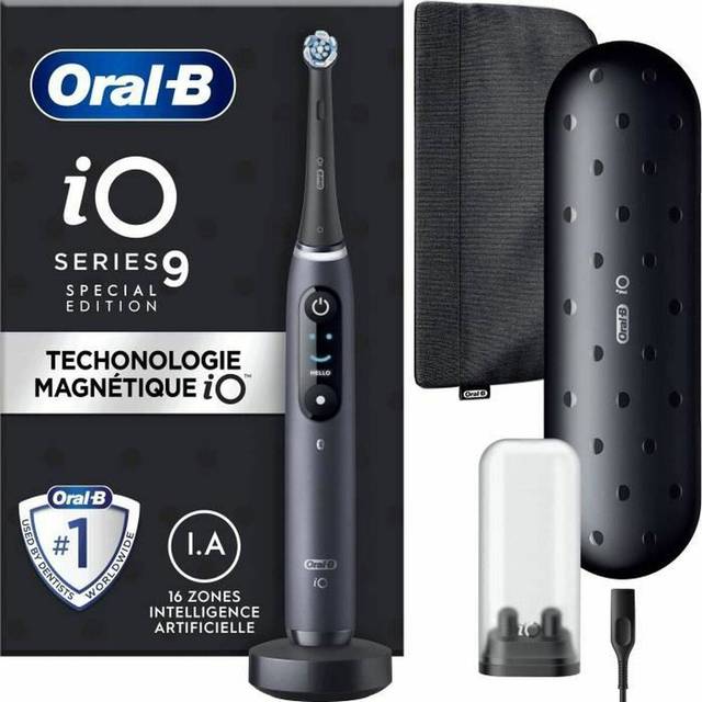 Oral-B iO Series 9 Special Edition, elektrisk tandborste, Bluetooth-ansluten, 7 borstlägen, 1 resefodral, 1 ficka, rosa kvarts