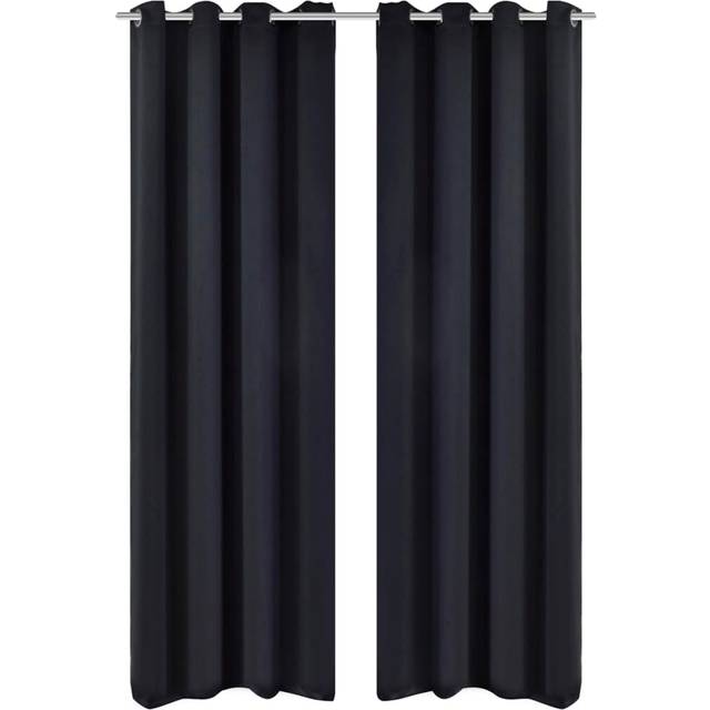 Mörkläggningsgardiner 2 st med öljetter 135x175 cm svart