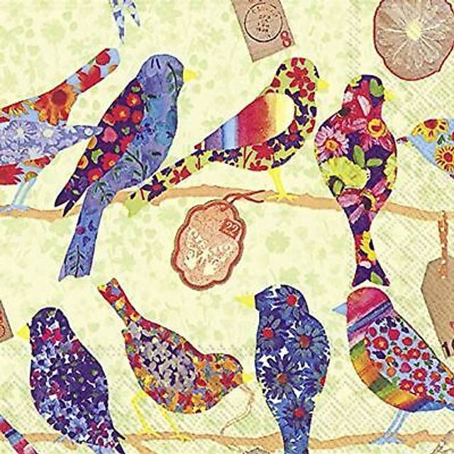 Paper Napkins Serviettes 3 Ply Colourful Birds Decoupage Disposable Party Bbq