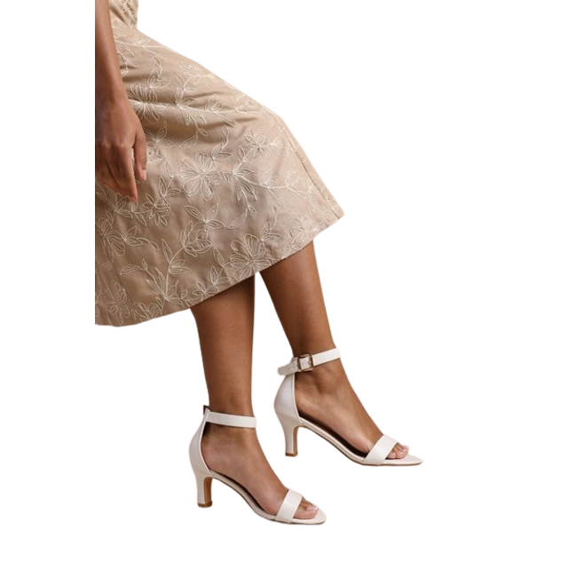 Where's That From Wheres Womens 'Madrid' Mid Block Heel With Ankle Strap - White - Size UK 4