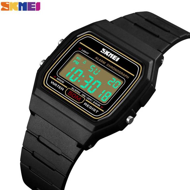 SKMEI Couple Watch Fashion Dial Sport Waterproof LED Display Date Week Digital Casual Wristwatches white