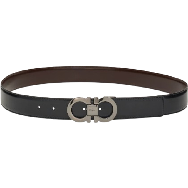 Ferragamo Men Reversible and adjustable Gancini belt Black