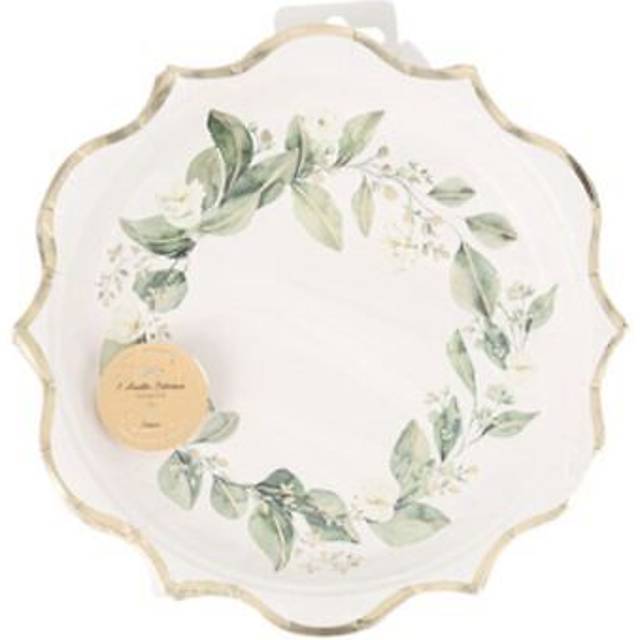 Green Botanical Leaf Paper Plates | Afternoon Tea Party Wedding Floral x 8
