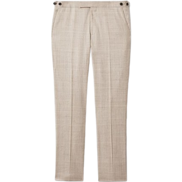 Reiss Mens Oatmeal Boxhill Slim-fit Checked Stretch Linen-blend Trousers 34 - OATMEAL