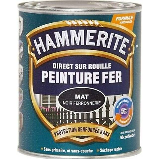Hammerite Matte Black Lacquered Iron Paint 750ml Directly On Rust