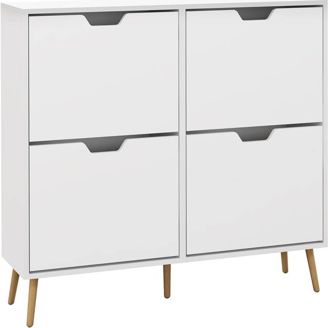 Shoe Storage Cabinet with 4 Flip Drawers for 16 Pairs of Shoes, White Homcom