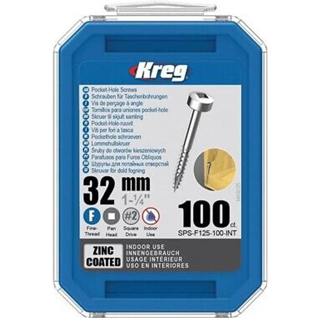 Kreg sps-f125-100-eur - kreg pocket hole screws - 32mm / 1-1/4" x 6 fine, pan-he