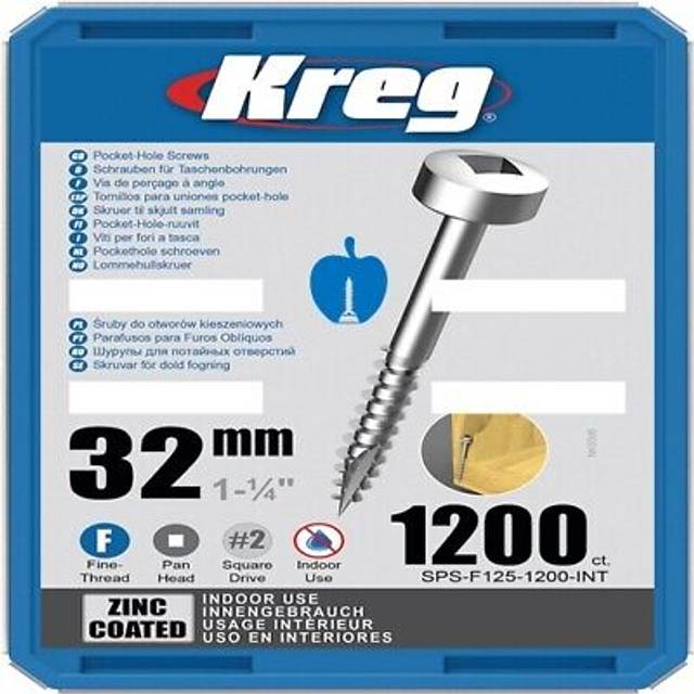 Kreg 32mm (1" 1/4") screws 1200pcs fine thread pan head pocket hole screws sp...
