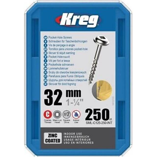Kreg sml-c125-250-eur kreg pocket hole screws - 32mm / 1-1/4" x 8 coarse, washer