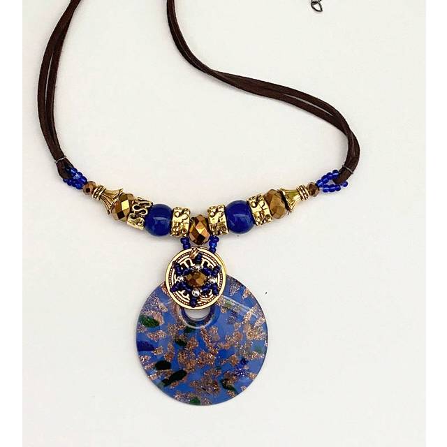 SHEIN 1pc Fashionable Bohemian Glass Beaded Festival Gift Collarbone Chain Women Necklace