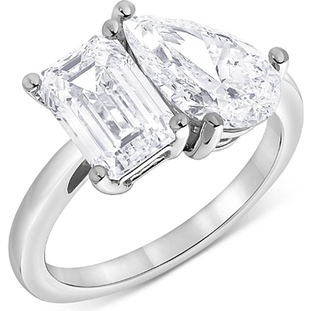 Bloomingdale's Fine Collection Certified Diamond Lab Grown Pear & Emerald Cut Toi Et Moi Engagement Ring in 18K White Gold, 4.0 ct. t. w.