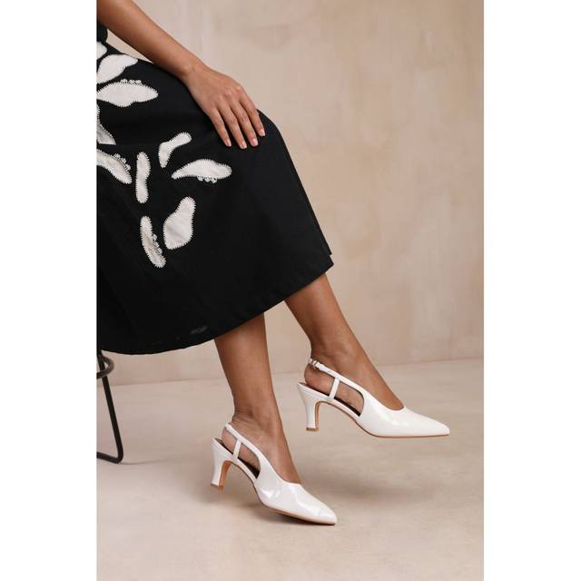 Where's That From Wheres Womens 'Milos' Pointed Toe Slingback Low Heel - White - Size UK 8