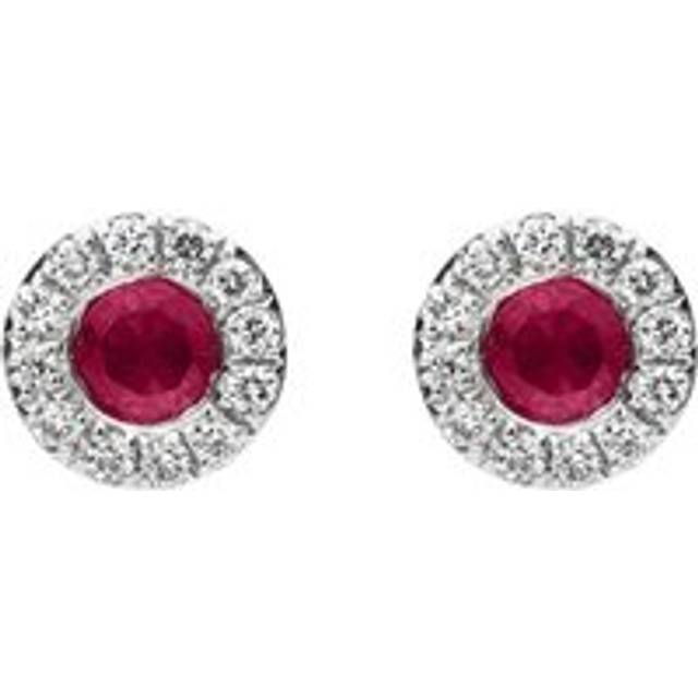 18ct White Gold 0.27ct Ruby Diamond Round Stud Earrings