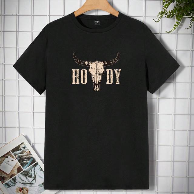 Manfinity Black Knitted Men&#39;s Crewneck Short Sleeve T-Shirt