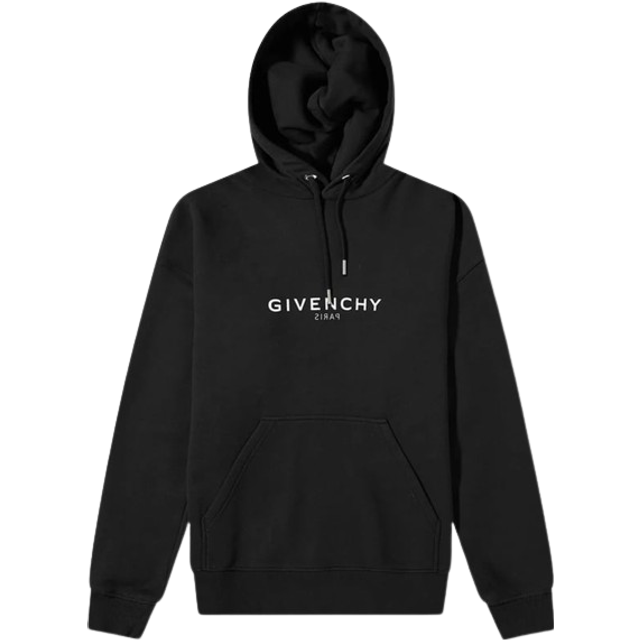 Men's Givenchy Reverse Logo Hoodie Black - Size: 34